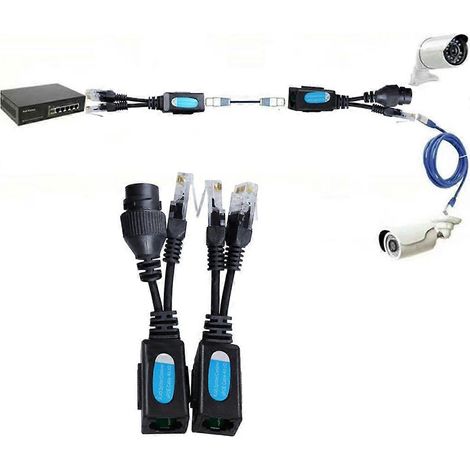 Kit de combinaison/répartition de câbles Ethernet RJ45, adaptateur PoE (1 paire) (1/4)