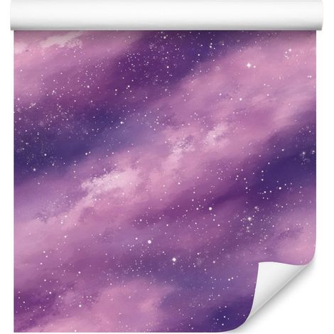 Papel pintado de galaxia en acuarela, violeta y morado, para salón y dormitorio, 50x1000 mm. (1/5)