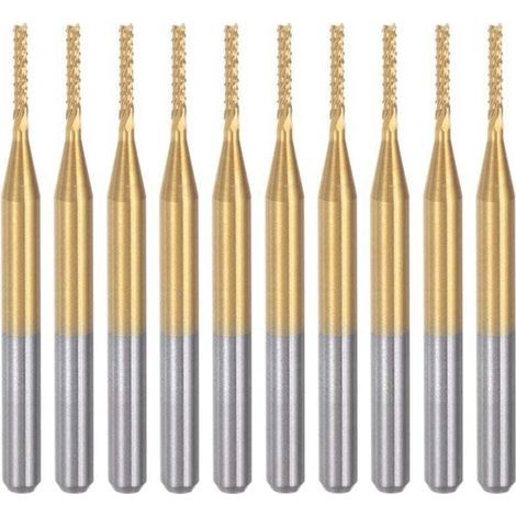 Titanium carbide engraving bits, 10 pieces, CNC cutters for PCB machines, 1/8 inch shank, 1.2 mm (1/4)