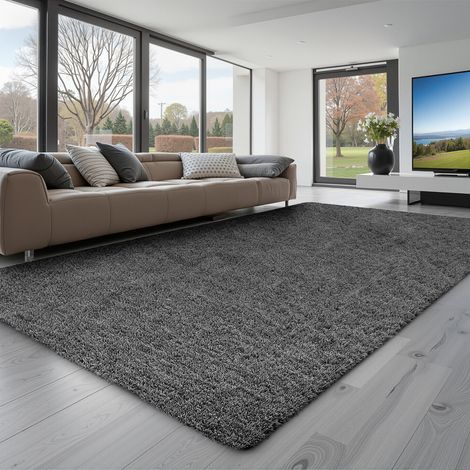 VEVOR Tapis Salon Chambre Poil Long 1,5 x 2,4 m Tapis Moderne de Decoration Interieur Rectangulaire Antiderapant Peluche Moelleux Doux Epais Envers Non Tisse, pour Salon, Chambre a Coucher, Gris Fonce