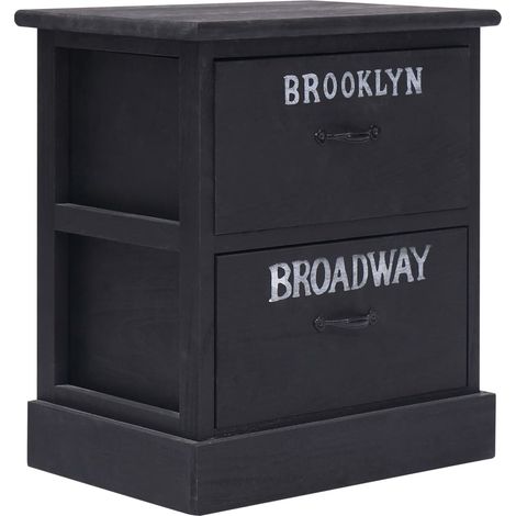 Maison Exclusive - Nachttische 2 Stk. Schwarz 38×28×45 cm Paulown