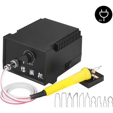 Kit de pirograbado de 60 W y 220 V, 16 piezas, temperatura ajustable de 0 °C a 800 °C, soldador eléctrico con 1 lápiz, 10 puntas de alambre y soporte para lápiz. 110-240 (1/5)