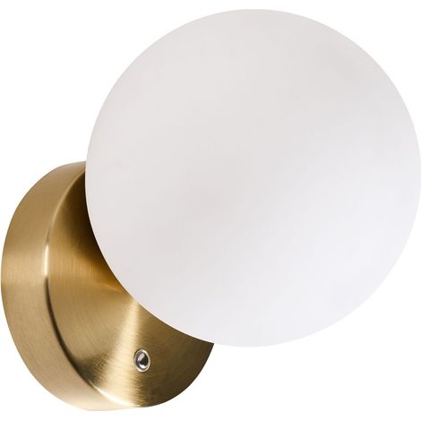 Applique Murale Moderne Abat-jour en Verre Forme Ronde LED avec Variateur Socle en Métal Blanche Teifi (1/5)