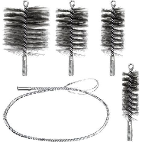 4 Pièces Kit de Ramonage Poils Forts, Grande Facilité D'utilisation, Brosse pour Tuyau de Poêle Nettoyage de Tuyaux et Elimination de la Rouille, Kit Ramonage Poele Pellet 30mm 50mm 80mm 150mm (1) (1/5)