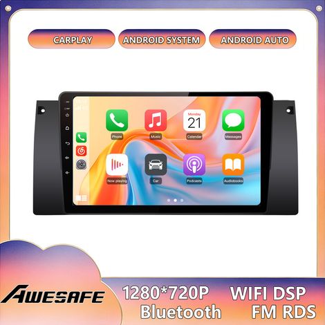 AWESAFE Autoradio Android 13 für BMW 5er E39 X5 M5 E53 (1996–2003) 6GB+128GB 9'' Touchscreen CarPlay GPS Bluetooth Android Auto