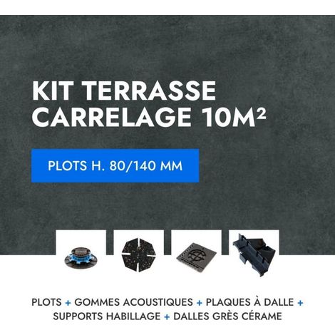 Kit carrelage terrasse 10m² Aspect Béton Glocal Absolute 60x60 cm - Mirage - 80/140 mm (1/5)
