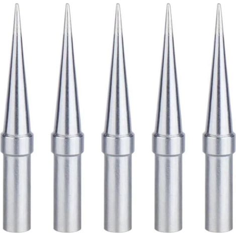 Soldering Tip, 5 Pcs Conical 0.4mm Replacement Soldering Iron Tip, Nickel Plated Copper Soldering Tips, Applicable for Weller WESD51 WES51 WES50 (1/5)