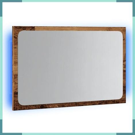 856265 Miroir de salle de bain avec lumière LED vieux bois 60x8,5x38cm (1/5)