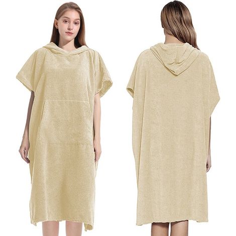 Poncho da surf con cappuccio per uomo e donna realizzato in microfibra assorbente e ad asciugatura rapida con tasche ideale per il surf, la spiaggia e il nuoto. (1/5)