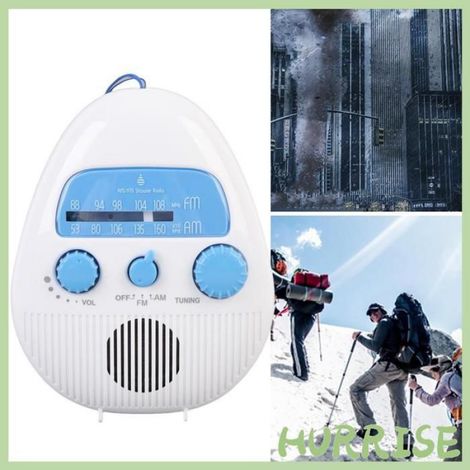 Radio de douche avec haut-parleur intégré, fonctionne sur piles, pour salle de bain, résistante aux éclaboussures, suspendue, (1/4)