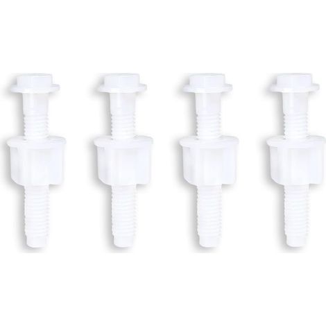 Universal white plastic toilet seat hinge, bolt and screw for top-mount toilet seat hinges, 4 pieces (1/5)
