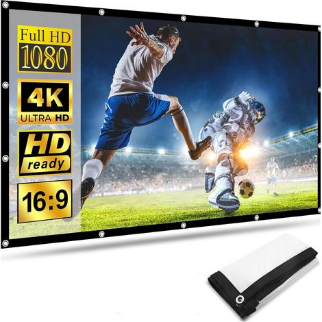 Pantalla de proyector de video de pared, proyector de video, cortina de doble cara de 100 pulgadas, proyector de video antirreflejo portátil, proyector de mano para acampar, cine, oficina, bodas, cine