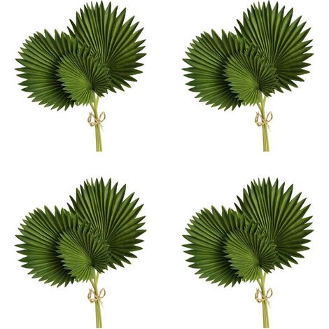 12 künstliche Palmenblätter, grüner Plastikstrauß, künstliche Pflanzen, simulierte Blätter, Blumenarrangement, Heimdekoration (1/4)