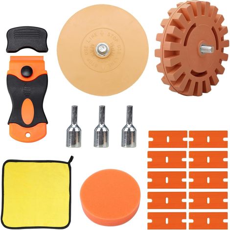 Gomme enlève Autocollants, Mini Grattoir en Plastique, Décalque Gomme Roue, Roue de Gomme en Caoutchouc (1/5)