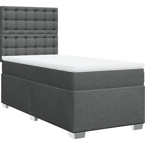 Maison Exclusive - Sommier à lattes de lit et matelas Gris foncé 90x190 cm Tissu (1/5)