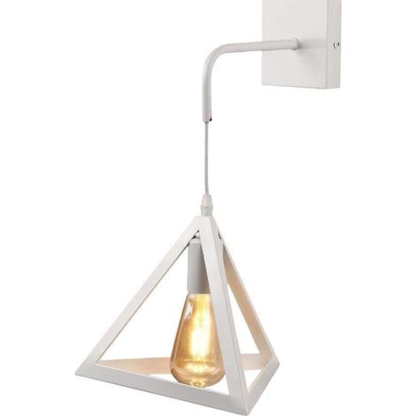TRADE SHOP - Applique Parete Pendente Forma Triangolare 3d Stile Minimal Portalampada Attacco E27 Aq54 - Bianco (1/5)