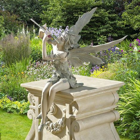 Zauberhafte Feengartendekoration, sitzende Elfenfiguren aus Kunstharz, Vogelfutterhaus, Gartendekoration für drinnen und draußen, Kunsthandwerk (1/5)