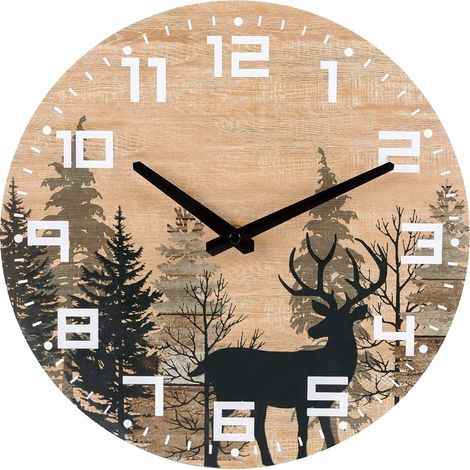 1 Horloge murale, mouvement à quartz silencieux, cadran paysage plage, bois fibre, salon cuisine chambre bureau (1/5)