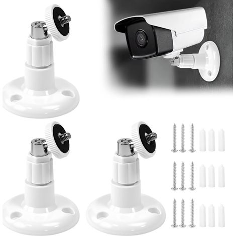 3 Pieces Wall Mount for Camera, 360° Rotatable Surveillance Camera Wall Mount with 1/4 Inch Thread, Outdoor Surveillance Camera Bracket (White) (1/5)