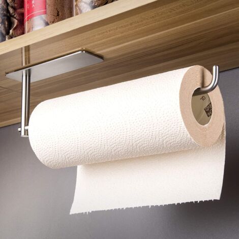 Porte-essuie-tout sous armoire de cuisine - Porte-essuie-tout autocollant à coller au mur, acier inoxydable SUS304 (1/4)
