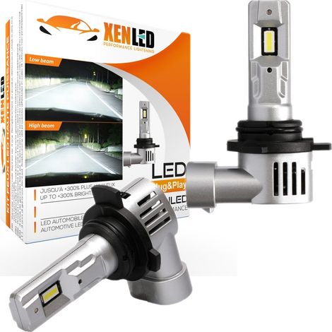 2x ampoules HIR2 9012 LED Tiny1 Ultima 2800Lms réels 50W CANBUS - XENLED - voiture moto - ratio 1:1 - plug&play (1/5)