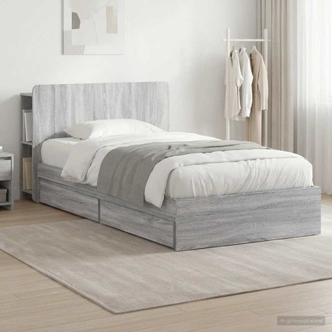 Cadre de lit avec rangement avec tiroir Sonoma gris 75 x 190 cm (1/5)