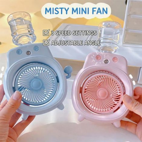 Ventilateur Portable Brumisateur Rechargeable Bleu Voyage Bureau Extérieur Mains Libres Rafraîchissant (1/5)