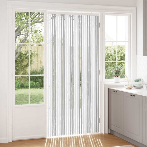 vidaXL Rideau anti-insectes en chenille Gris clair et blanc (1/5)