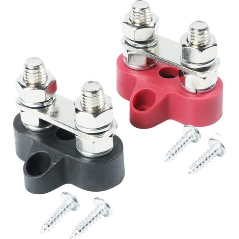 Bornes de batterie de voiture 12 V, bornes de batterie, bus bar M8, bloc de connexion à deux boulons 12 V CC pour camion, voiture, RV (1/5)