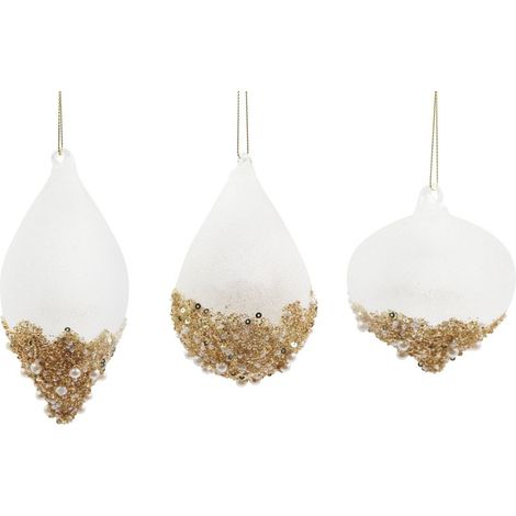 PENDAGLIO NATALIZIO BIANCO ORO VETRO 3 ASSORTIMENTI PREZZO CADUNO SCEGLIERE VERE