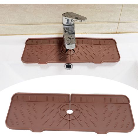 Protection anti-éclaboussures en silicone pour robinet, tapis de bonde en silicone pour robinet, tapis pour évier de cuisine et de salle de bain, marron (1/5)