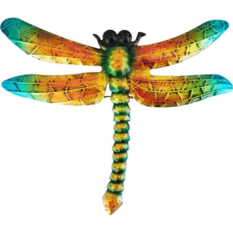 Libellula in ferro battuto da appendere al muro, cortile, giardino, portico, casa, balcone, decorazione artistica per esterni e interni.