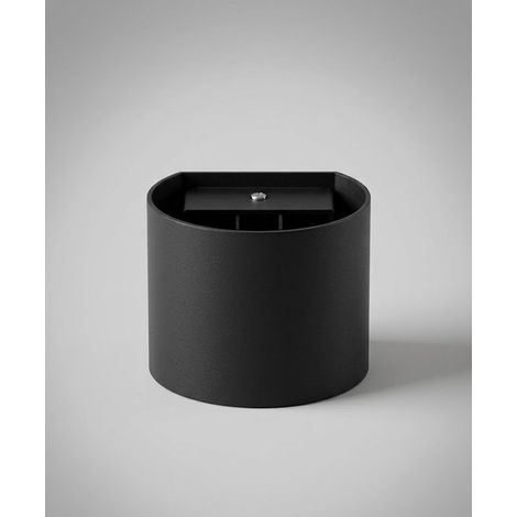 Applique murale demi-ronde noire – Éclairage vers le haut et vers le bas  Faisceau réglable (1–100°)  Blanc chaud (2700K)  IP65 (pour une utilisation intérieure et extérieure) (1/5)
