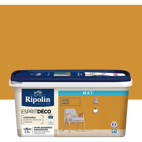 Peinture Murale Toutes Pièces - Mat - 2,5L - Jaune Ambré - Ripolin (1/5)