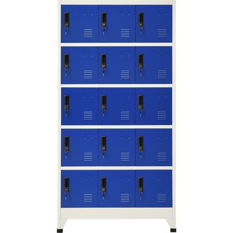 Armoire à casier Vestiaire Rangements Gris et bleu 90x40x180 cm Acier -92132 (1/5)