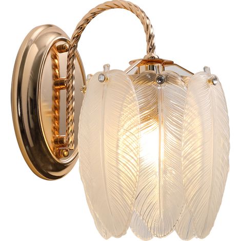Wandleuchten aus Glasfedern – Französische leichte Luxus-Wandlampe – Dimmbare Wandleuchten am Nachttisch im Schlafzimmer – Hintergrundwanddekoration für das Wohnzimmer