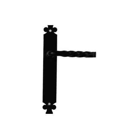 Quincadeco – Poignée de porte d'intérieur Lys noir – Entraxe 195mm – Percement sans trou – 2 poignées torsadées aluminium époxy noir