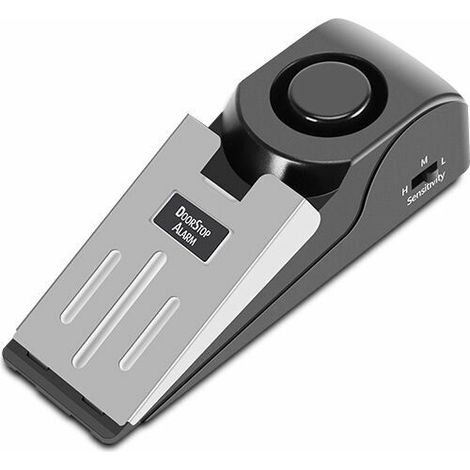 Cale de porte, butée de porte avec fonction d'alarme, butée de porte en caoutchouc antidérapant, sensibilité réglable sur 3 niveaux (1 pièce) (1/5)