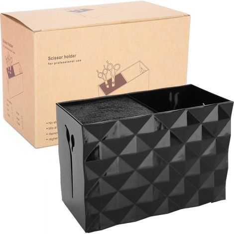 Boîte de Rangement pour Coiffure - Organisateur à Ciseaux, Peignes et Barrettes Noir (1/5)