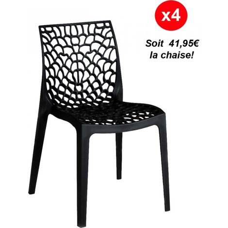 Set aus 4 stapelbaren Stühlen TELA / Schwarz/ B50xT54xH81 cm (1/5)