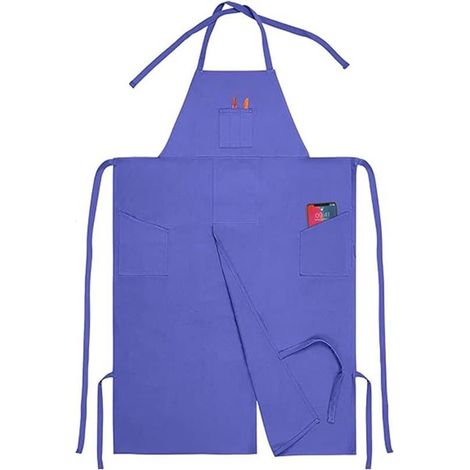 Tablier en toile imperméable, long tablier de coiffeur à jambes fendues, tablier à poches, violet (1/5)