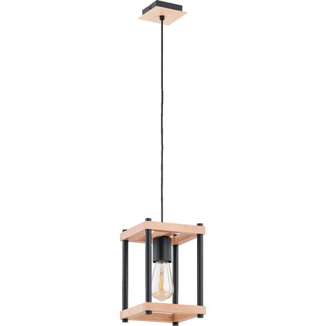 Suspension rustique cage bois/métal E27 Ø17cm Alfa DASO (1/3)