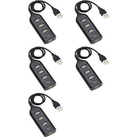 Hub USB 2.0 multi-USB haute vitesse 5 ports, adaptateur pour ordinateur portable, accessoires informatiques, noir (1/2)