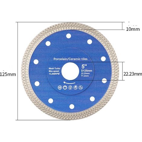Lot de 2 Disque Diamant 125mm Extra Fin, Pour Carrelage et Grès Cérame, 10mm Segment (1/5)
