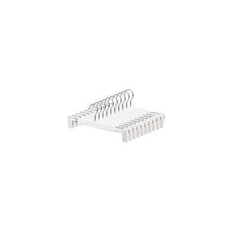 Lot de 10 Cintres pour Pantalon, Cintres Porte-Jupes, avec 2 Clips réglables antidérapants, Crochets pivotants à 360,pour Pantalons Jupes Chaussettes sous-Vêtements ，Blanc (1/5)