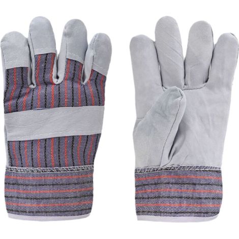 Lot de 5 paires de gants de travail en cuir de vachette avec paume en cuir suédé, qualité supérieure (1/4)