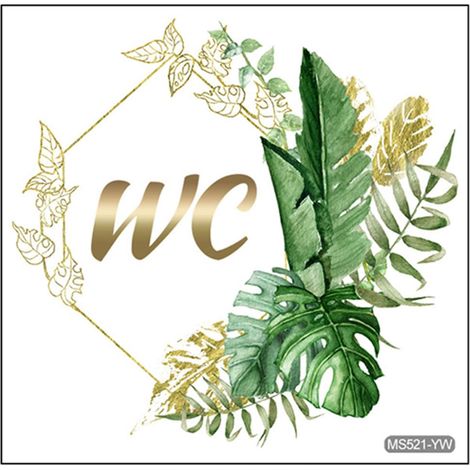 Autocollant Mural Wc Végétal Autocollant Décoration Wc Auto-Adhésif Amovible Sticker Plante Verte Pour Salle De Bain 12X12 Pouces (1/5)