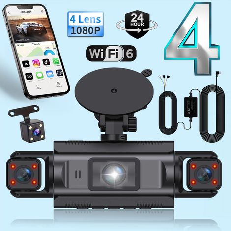 Caméra embarquée de voiture avec Wi-Fi (kit de câblage pour carte 64 Go), Full HD 1080p (1/5)