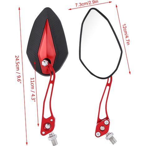 Rétroviseur universel pour moto M8M10, tige en alliage d'aluminium modifié (paire) (rouge) (1/5)