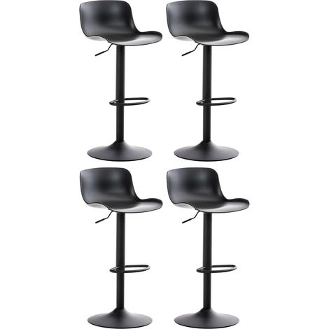 Set di 4 sgabelli da bar altezza regolabile e seduta girevole con seduta in plastica nera metallo nero 100004492